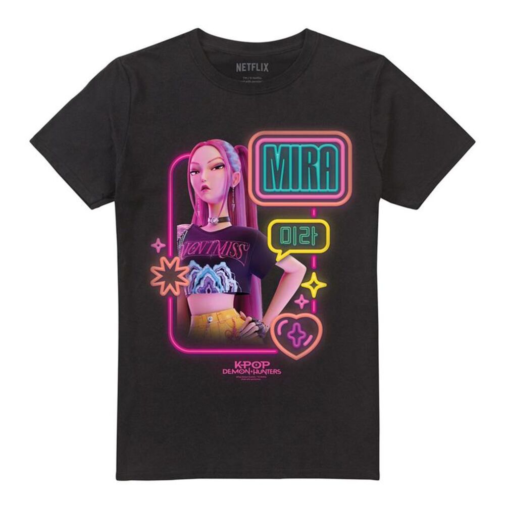 K-Pop Demon Hunters Unisex Adult Mira Glowing Lights T-Shirt / Black